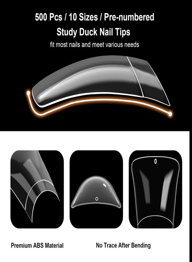 ASONRL 500Pcs Clear Duck Nail Tips Short - 10 Sizes Pre-Shaped Professional Press Ons for Nail Extension, Half Cover Acrylic Soft Gel Tips for Home DIY Nail Salon With Box - Image 5